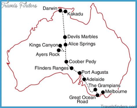 Map of Kings Canyon Australia - TravelsFinders.Com