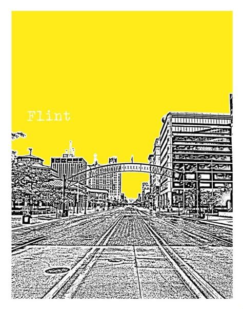 Flint Michigan Skyline Poster City Art Print by AnInspiredImage