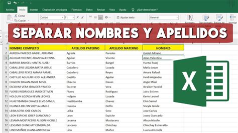 Como Separar Nombres Y Apellidos En Excel Sin Formula Youtube