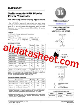 MJE13007 Datasheet(PDF) - ON Semiconductor