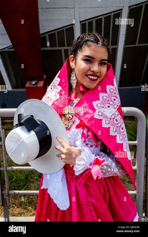 A Young Dancer In Traditional Costume At The Marinera Dance Festival