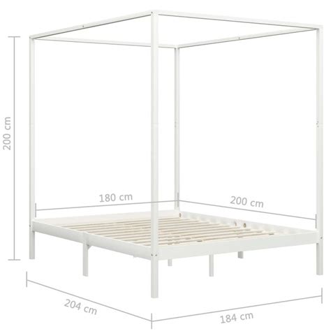 VidaXL Hemelbedframe Massief Grenenhout Wit 180x200 Cm Wit Bedkader