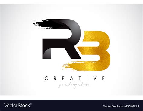 Rb Letter Design With Brush Stroke And Modern 3d Vector Image