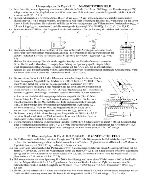 Übungsaufgaben LK Physik 11 II MAGNETISCHES FELD 22