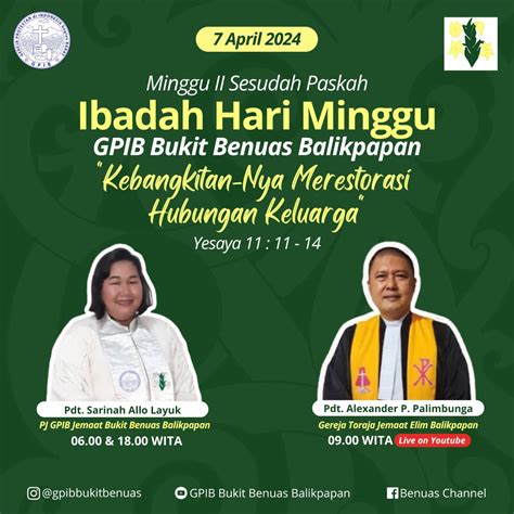 Ibadah Hari Minggu 7 April 2024 PF Pdt Sarinah Allo Layuk 06 00