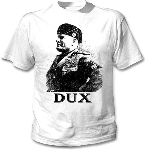 Teesquare1st Mens Benito Mussolini Dux White Tshirt Shirt T Shirt