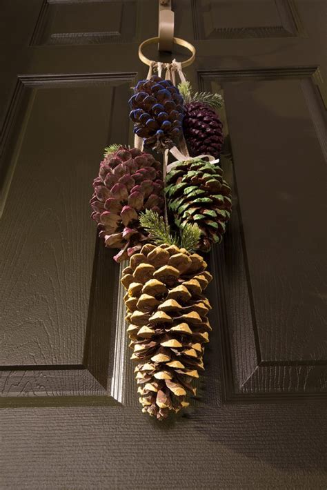 Diy Project Dress Your Door With Pinecones Colorfully Behr Pine Cone Decorations Hanger