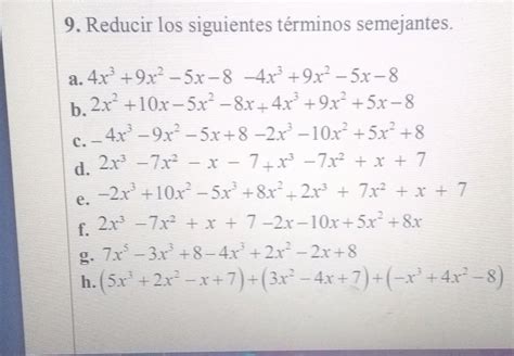 Reducir Los Siguientes T Rminos Semejantes Porfa Ayuda Brainly Lat