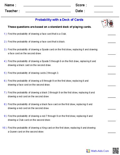 Probability Worksheets