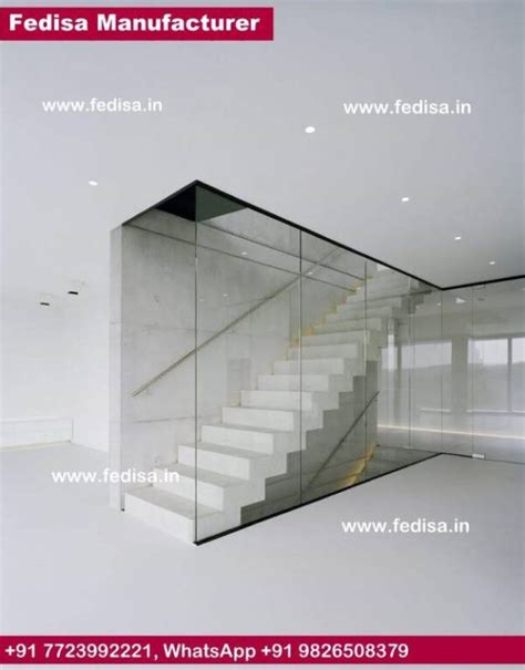 Stainless Steel Staircase Wooden Stair Railing With Glass Floating