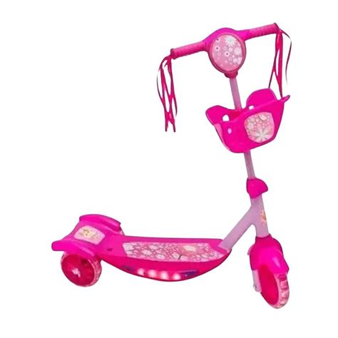 Patinete Infantil Musical 3 Rodas Luzes E Cestinha Rosa Submarino