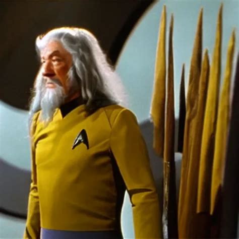 A Still Of Gandalf As Captain Kirk On Star Trek Stable Diffusion