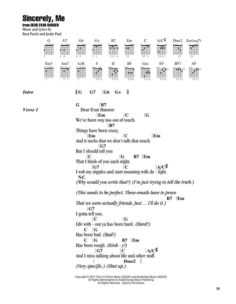 Sincerely Me From Dear Evan Hansen By Pasek Paul Sheet Music For