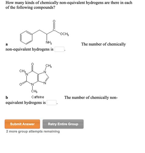 Solved How Many Kinds Of Chemically Non Equivalent Hydrogens Chegg