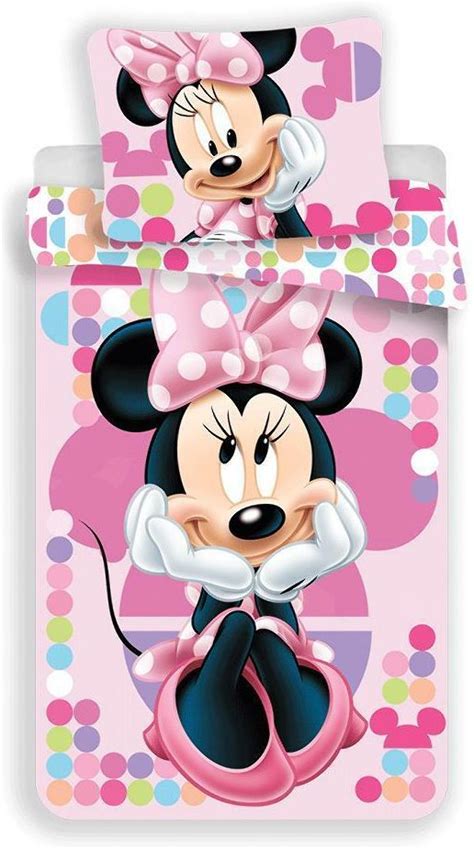 Pościel Dziecięca 140X200 Myszka Mini Minnie Mouse 5949 Różowa Groszki