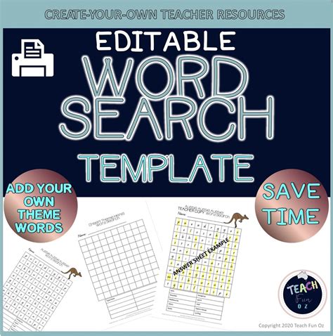 Word Search Template Editable Find A Word Grid For Spelling Or Theme W