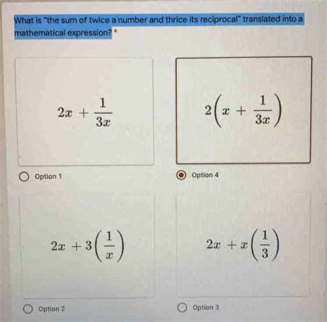 Solved What Is The Sum Of Twice A Number And Thrice Its Reciprocal