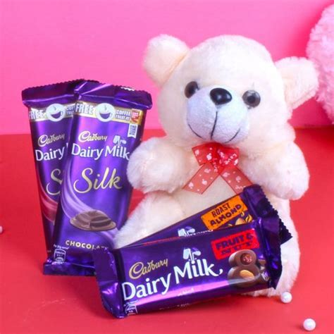 Buy Dairy Milk Chocolates with Teddy Bear | YummyCake