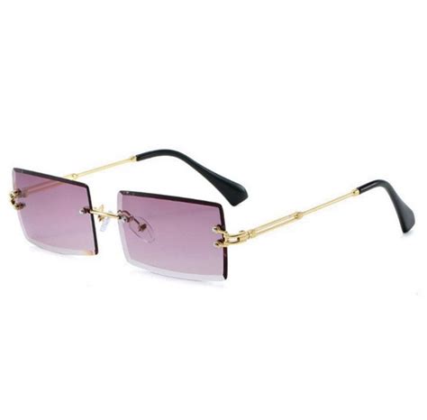 Rimless Rectangle Frameless Metal Eyeglasses Uv400 Sunglassess 00s 90s Ootd Street Eyewear