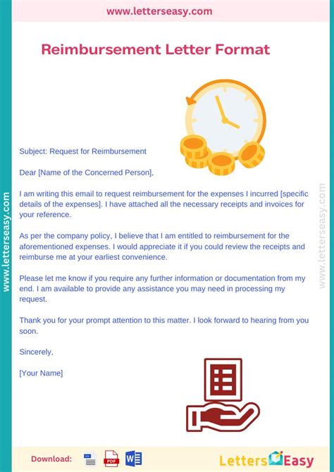 5 Reimbursement Letter Format Templates Email Ides Example Sample