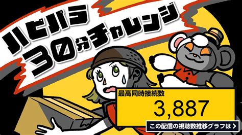 ライブ同時接続数グラフ『【生配信】ハピパラ1件30分チャレンジ！【あつ森】 』 Livechart