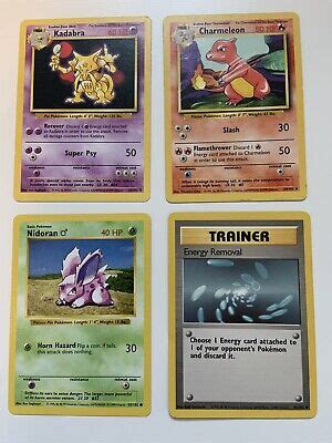 Pokemon Card Bundle Base Set Chameleon Kadabra Nidoran Shadowless