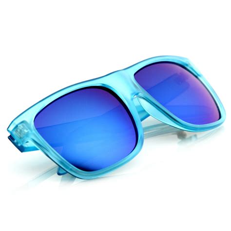 Frosted Retro Flat Top Candy Color Mirrored Lens Sunglasses 8610 Zerouv