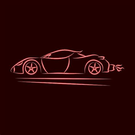 Premium Vector | Red neon car on a black background