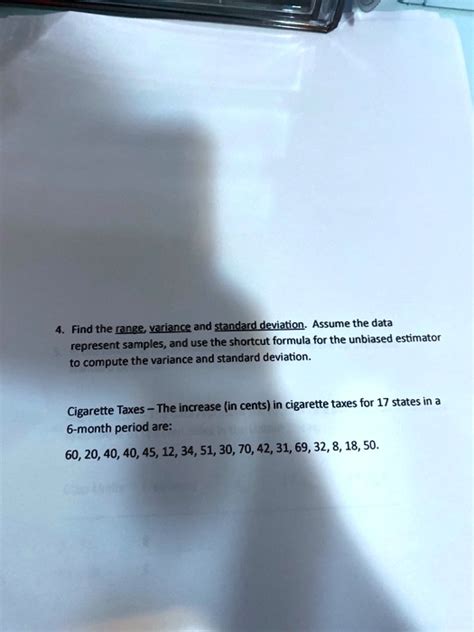 Find The Range Variance And Standard Deviation Assume The Data