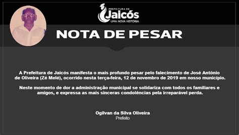 Prefeitura De Jaicós Emite Nota De Pesar E Solidariedade Pelo