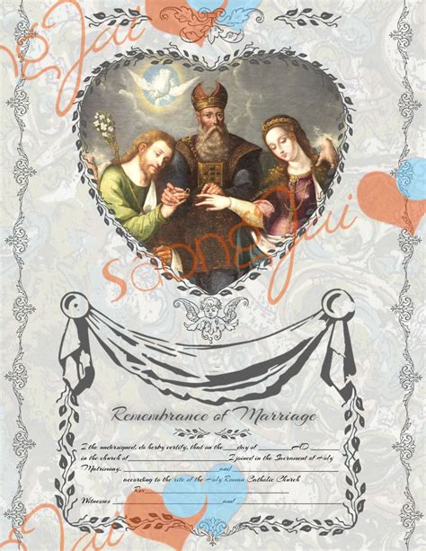 Catholic Marriage Certificate Printable Pdf By Saongjai On Etsy Catholic Marriage Marriage