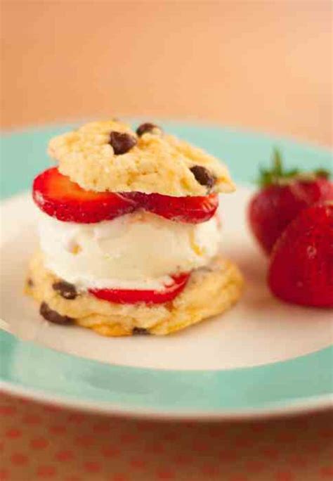 Strawberries And Chocolate Chip Cookie Ice Cream Sandwich