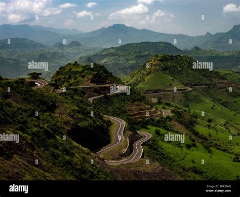 Mountain Landscape Narrow Serpentines To The Semien Mountains