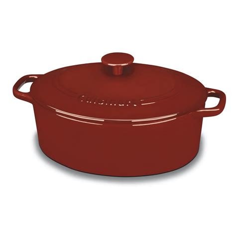 Cuisinart Chef S Classic Enameled Cast Iron 5 5 Qt Oval Covered Casserole Cardinal Red