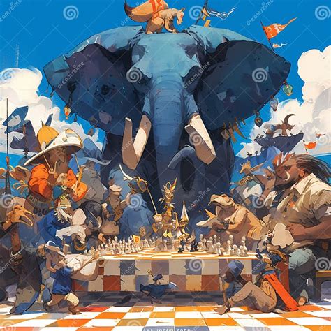 animal chess tournament  whimsical world  strategy  fun stock