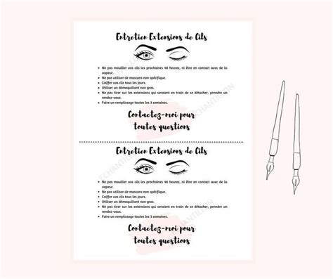 Fiche ENTRETIEN Extensions De Cils Cliente After Care Eyelash