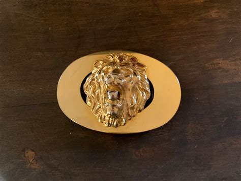 Gold Lion Head Belt Buckle Etsy