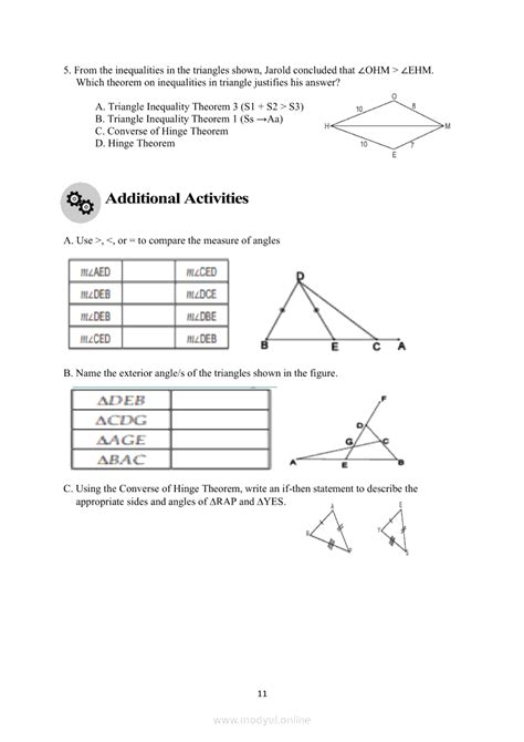 Mathematics Quarter Module Inequalities In Triangles Grade