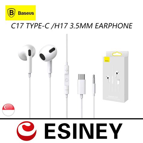 Baseus Encok H17 3.5mm /C17 Type-C Wired In-Ear Lateral Earphone ...