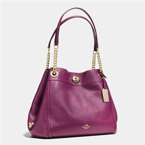 Coach Turnlock Edie Shoulder Bag In Polished Pebble Leather In Black Lyst