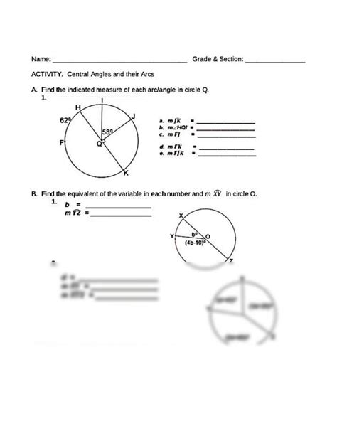 Solution Central Angles And Their Arcs Activity Answer Studypool