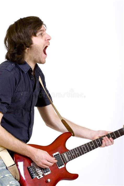 Guitarrista Que Joga Sua Guitarra E Que Grita Imagem Imagem