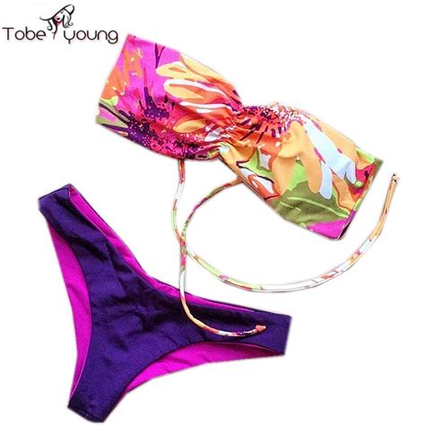 New Women S Sexy Push Up Bra Floral Brazilian Printed Low Waist Bikini Padded Swimwear