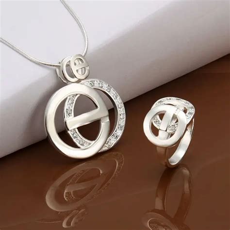 Silver plated jewelry sets, sterling silver jewelry jewelry set /JSQAQRNP N402 Ring291 8-in ...