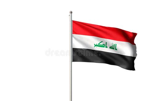 Iraq National Flag Waving Isolated White Background Realistic 3d