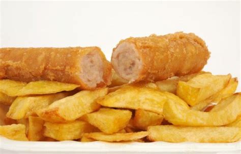 Large Battered Sausage & Chips - Cannock Road Fish Bar