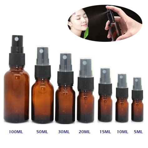 5 100ml Portable Amber Glass Essential Oil Spray Bottles Mist Sprayer