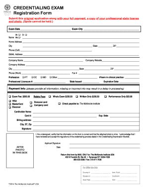 Fillable Online CREDENTIALING EXAM Registration Form Fax Email Print