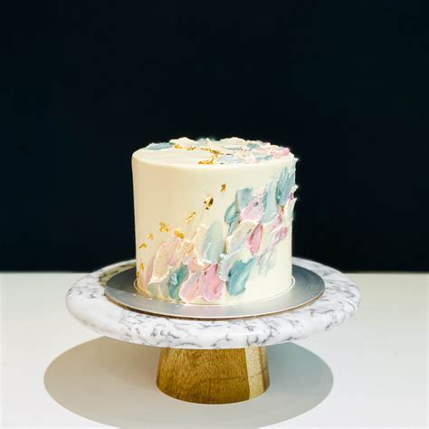 PASTEL PINK AND TEAL ABSTRACT CAKE WITH GOLD LEAVES - Bob The Baker Boy ...