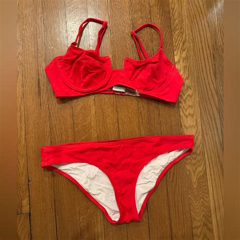 Solid And Striped Red Bikini Gem